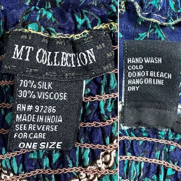 Y2K MT Collection Silk Blend Peacock Dress OS Boho Fairy Beachy Whimsygoth - Picture 10 of 12